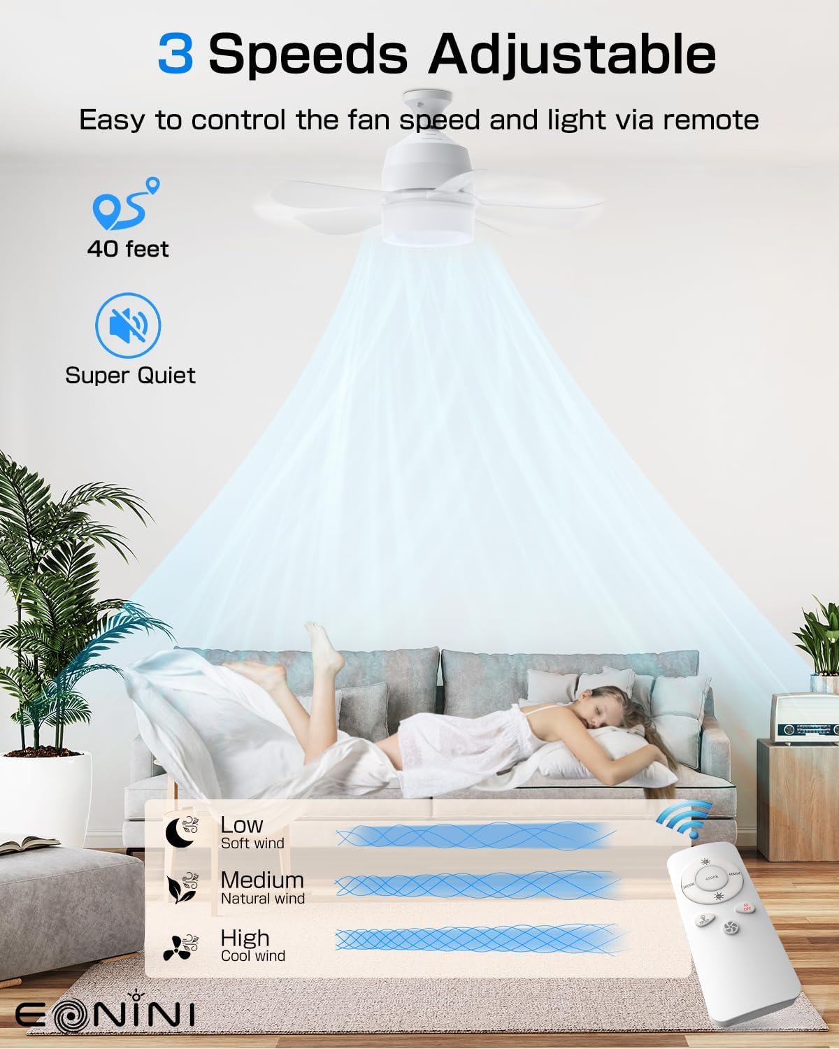 Silent Dimmable LED Ceiling Fan